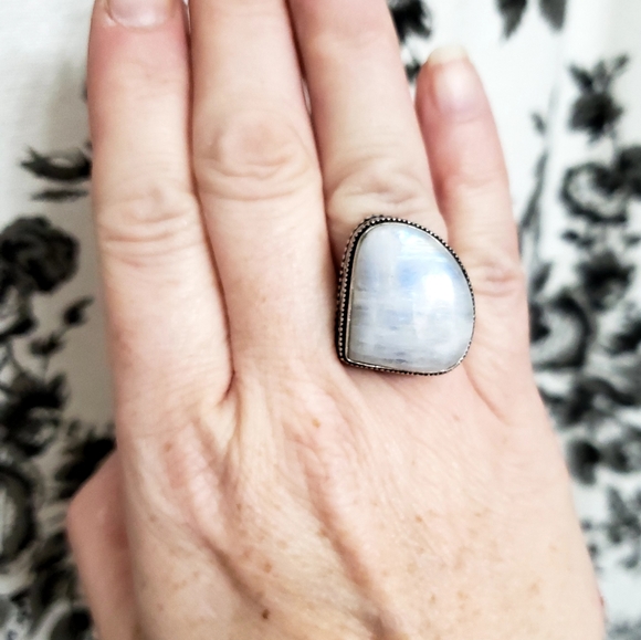 New Rainbow Moonstone 925 Silver Ring. - Picture 3 of 8